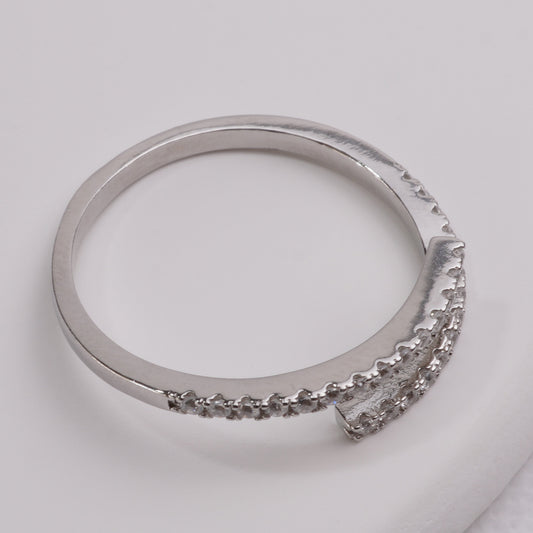 INAGIO 925 silver untouched adjustable ring with diamonds
