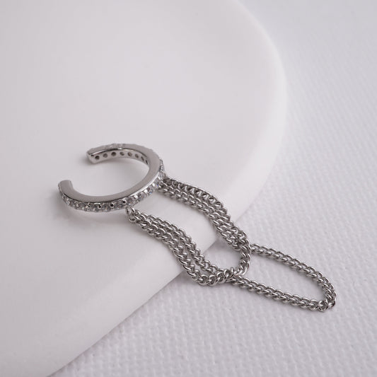 INAGIO 925 silver diamonds chain cuff