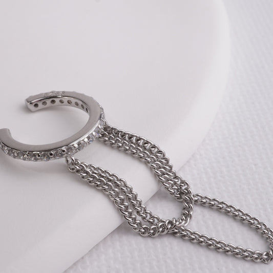 INAGIO 925 silver diamonds chain cuff