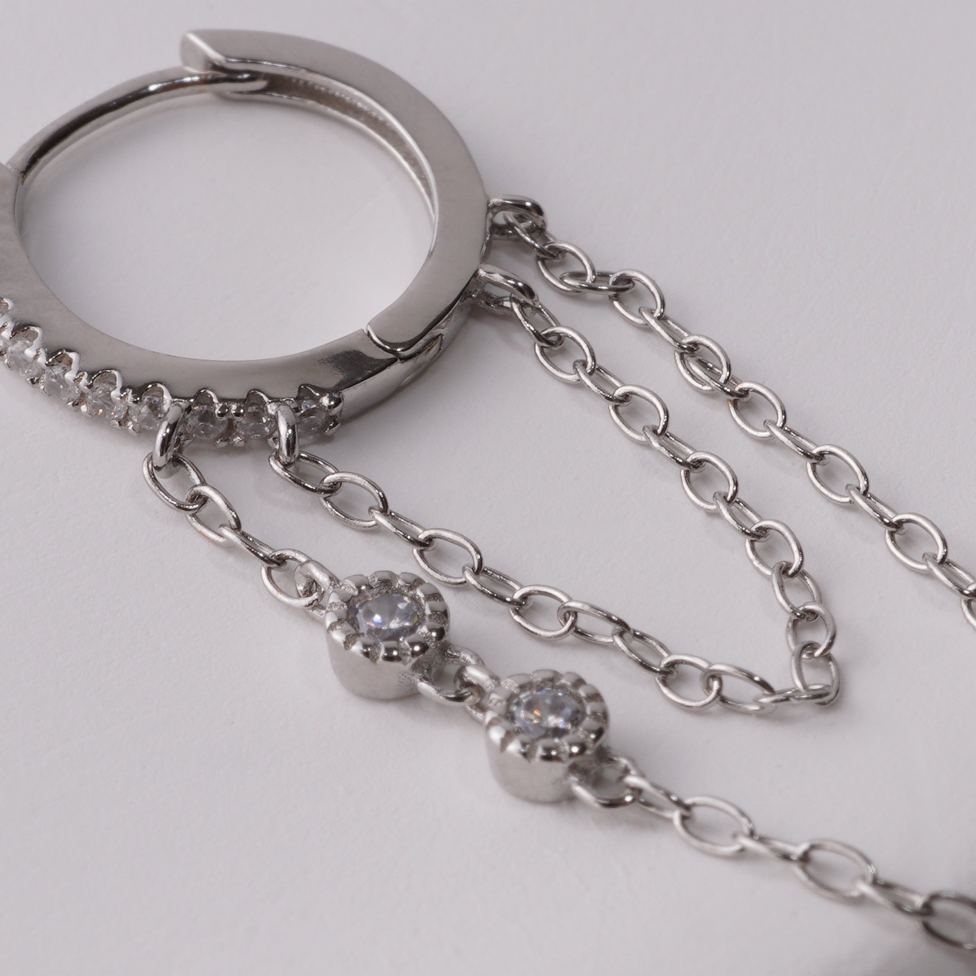 inagio 925 silver diamond double chain hoop 