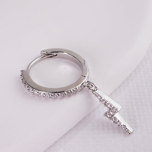 inagio 925 silver diamond lightning hoop 