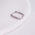 Încărcați imaginea în vizualizatorul Galerie, INAGIO 925 silver rectangle diamonds hoop earring
