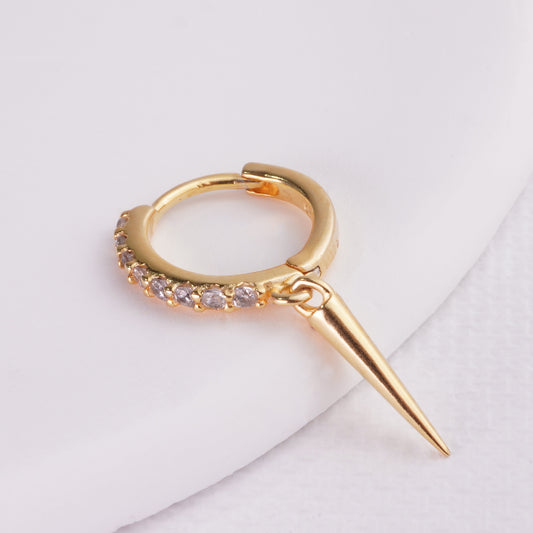 INAGIO 14K gold plated silver diamond Dagger hoop 