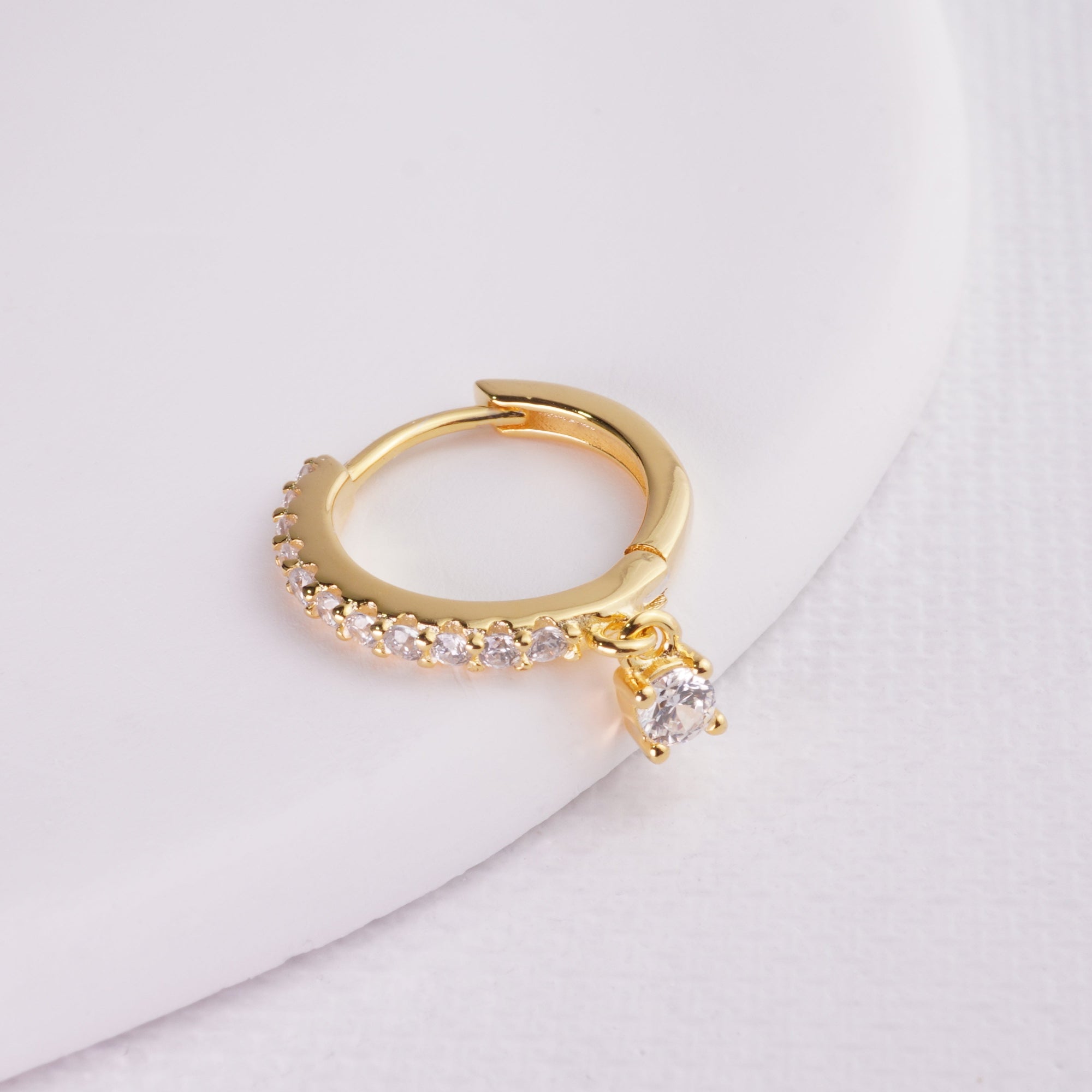 INAGIO 14k gold plated silver diamond with pendant hoop 