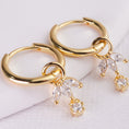 Load image into Gallery viewer, INAGIO 14K gold plated silver diamond Trifecta hoop set
