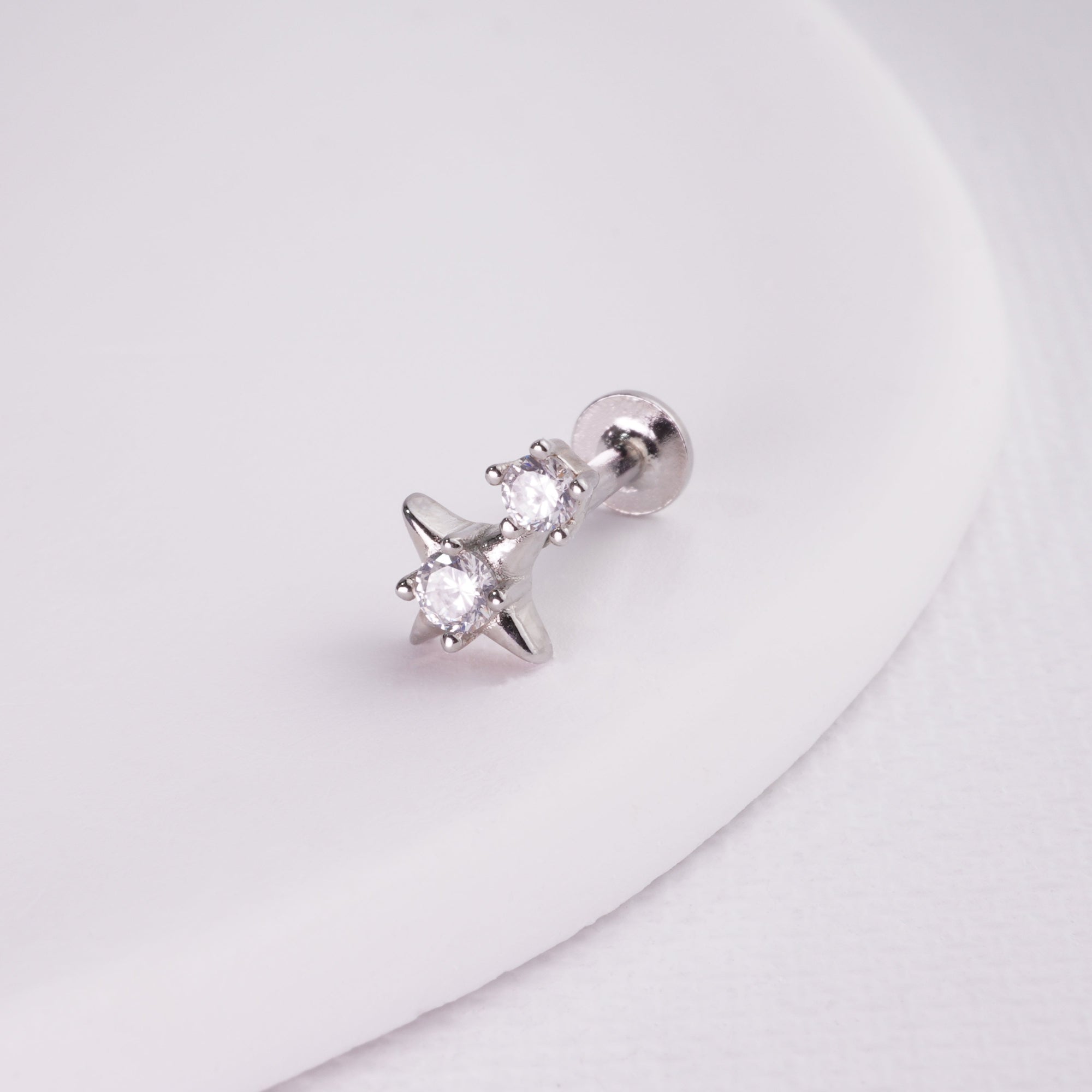 INAGIO  925 silver diamond starlight labret piercing 