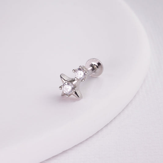 INAGIO  925 silver diamond starlight labret piercing 
