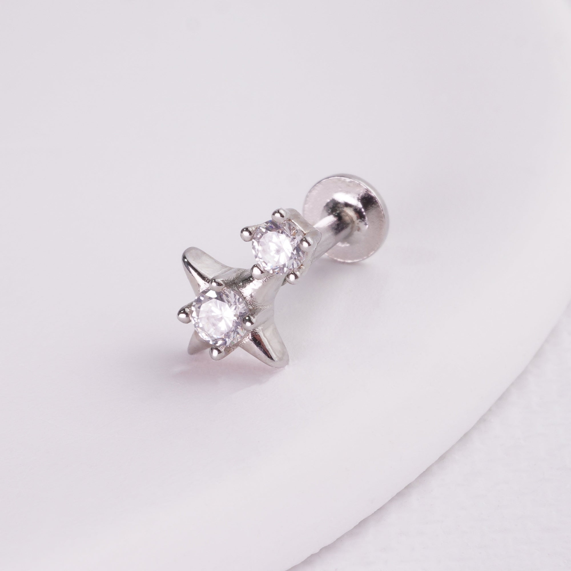INAGIO  925 silver diamond starlight labret piercing 