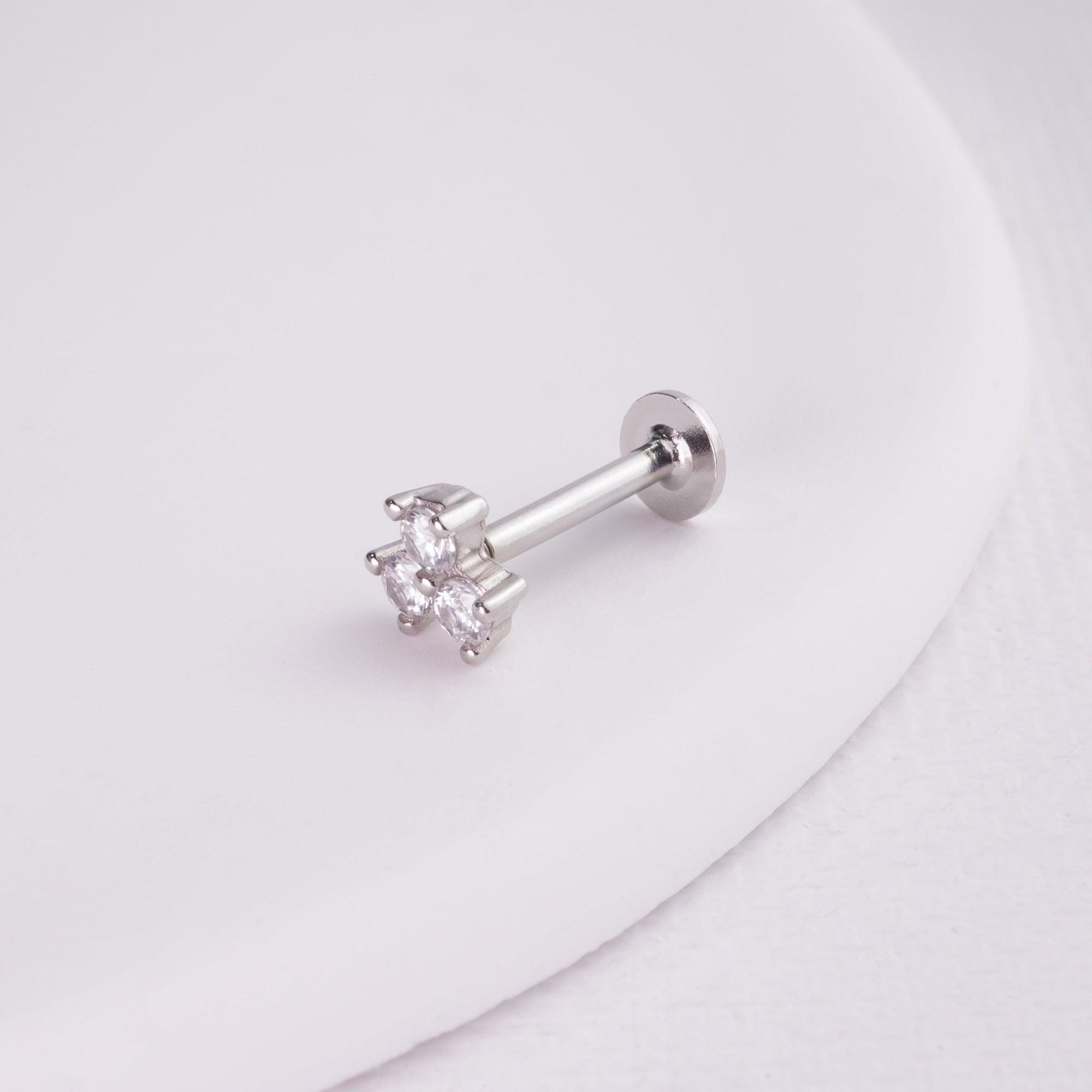 inagio 925 silver diamonds flower labret piercing