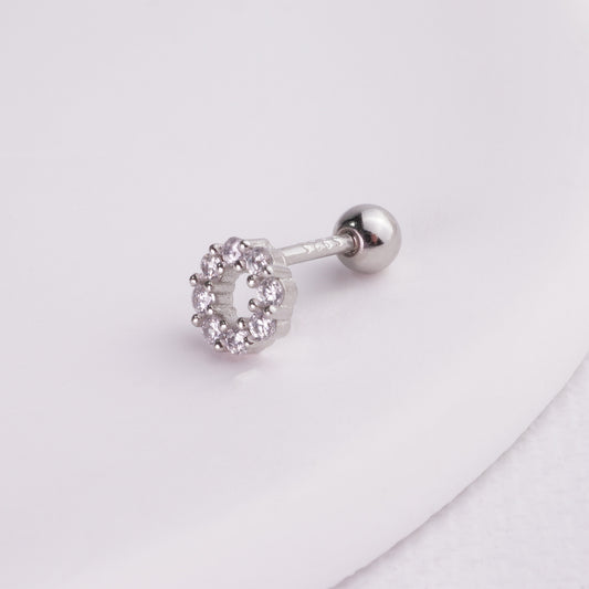 inagio 925 silver diamonds mini circle barbell