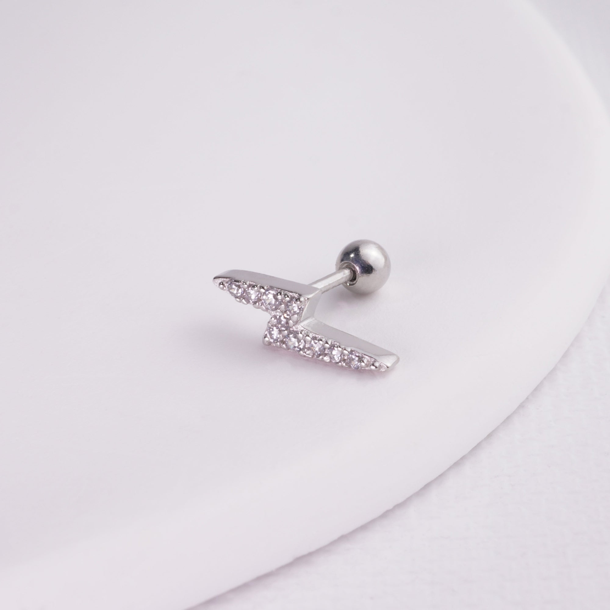 inagio 925 silver diamonds mini lightning barbell piercing 