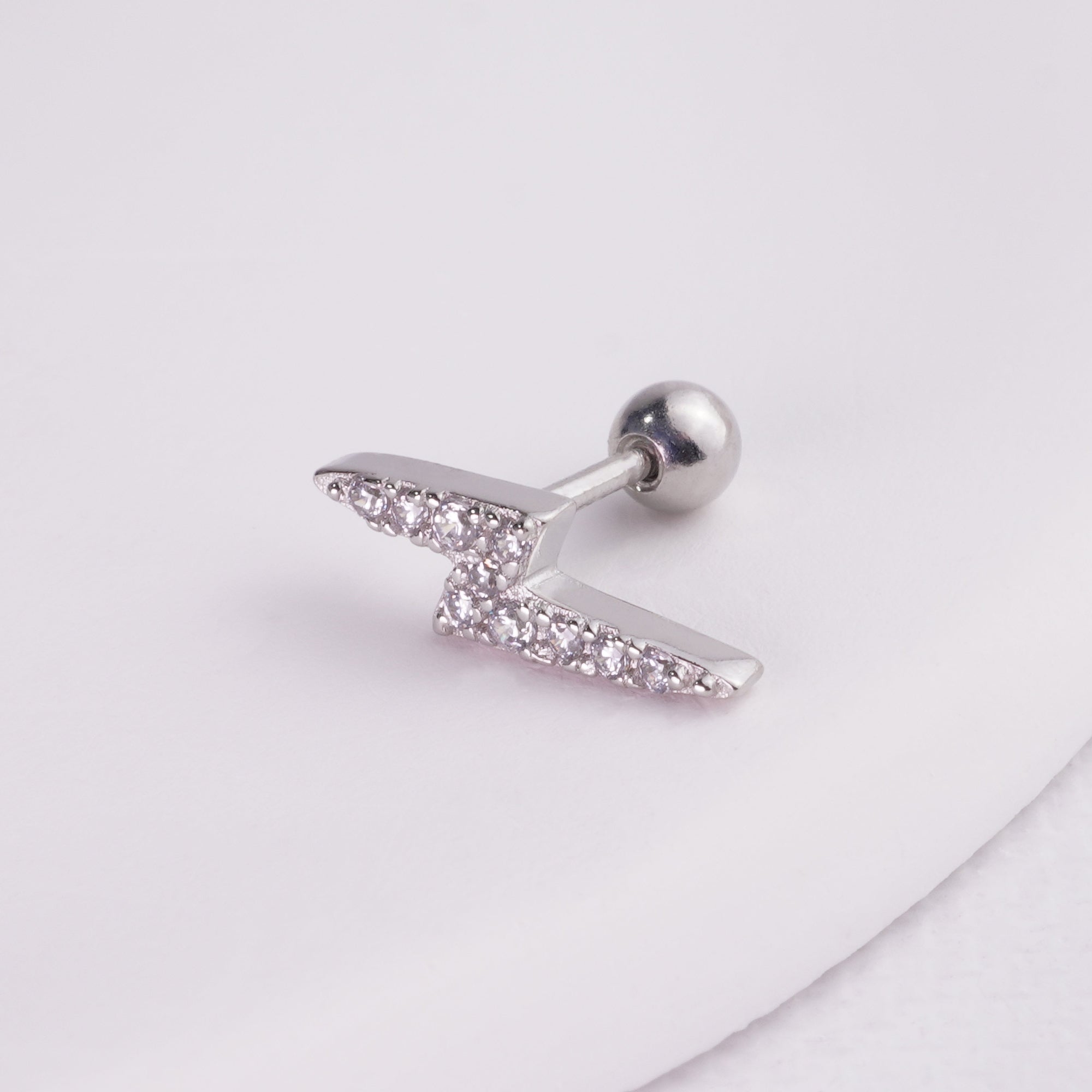 inagio 925 silver diamonds mini lightning barbell piercing 