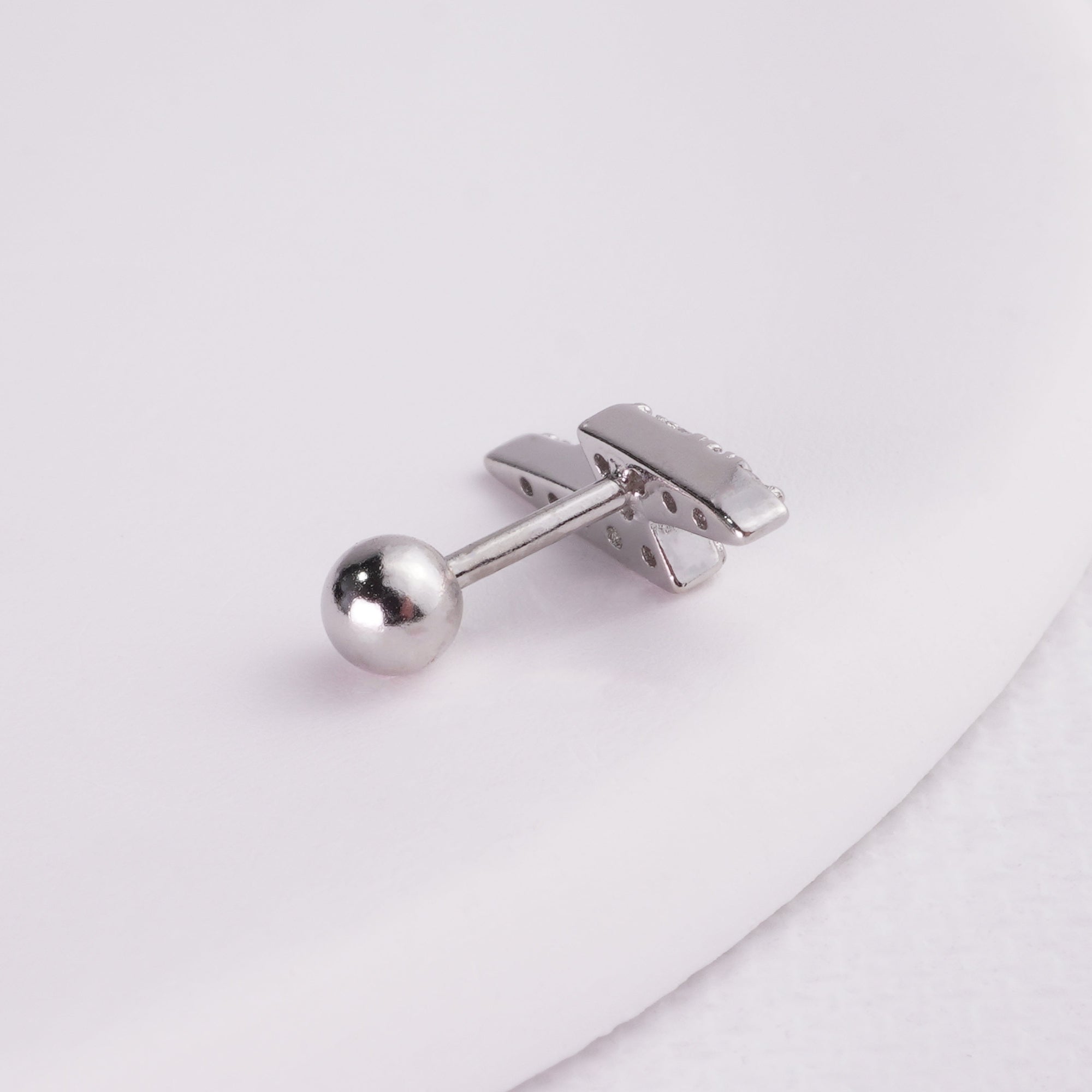 inagio 925 silver diamonds mini lightning barbell piercing 