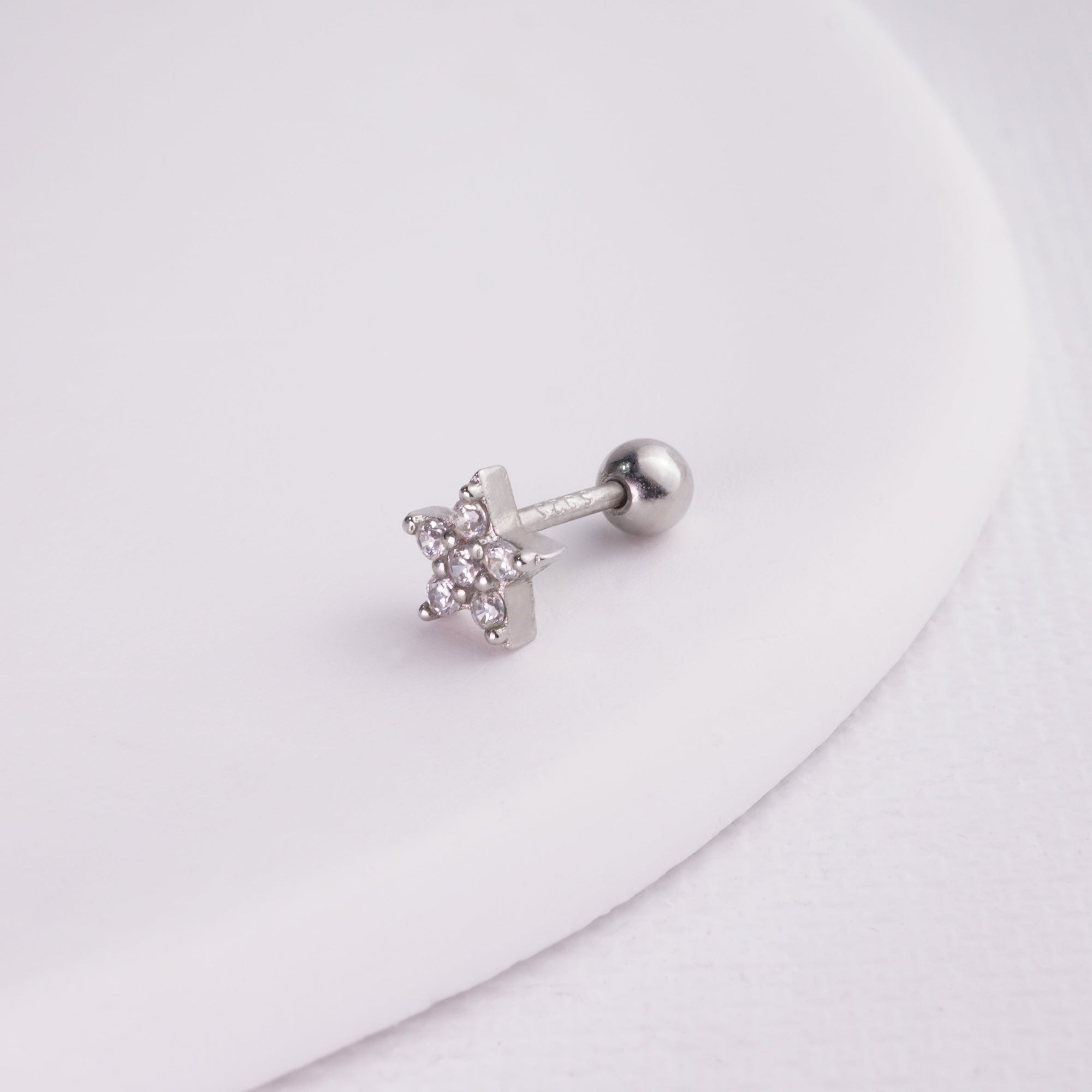 inagio 925 silver diamond star barbell piercing