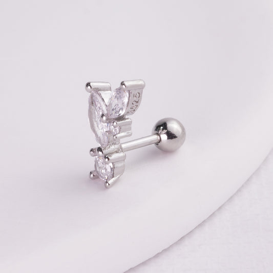 INAGIO 925 silver diamond bunny ears barbell