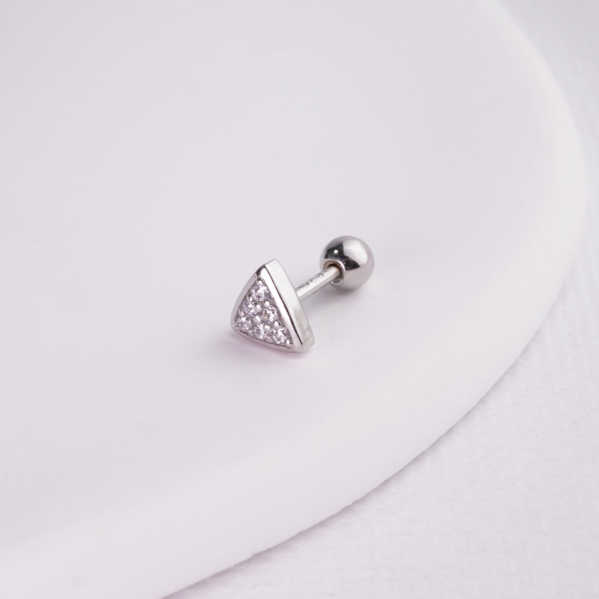 inagio 925 silver diamonds triangle barbell piercing