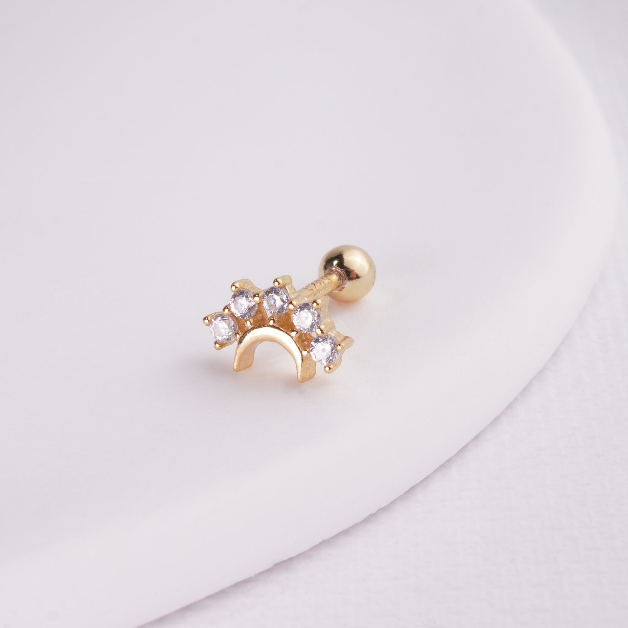 INAGIO 14K gold plated silver diamond celeste barbell piercing