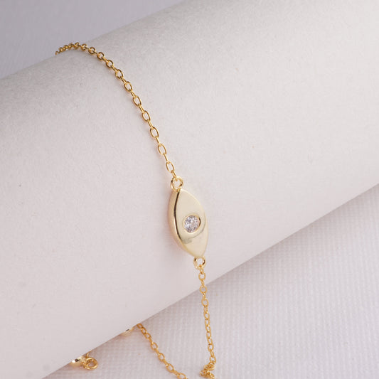 14k gold plated diamond eye bracelet INAGIO